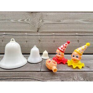 Vintage Wilton Clown Cake Toppers & Bell Molds Set Of 6 Plastic Decorations